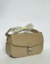 Classic Beige Shoulder Sling Bag with Metal Lock