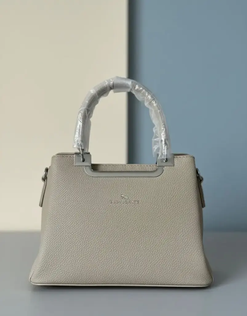[1] Duoyvuants Classic Pebbled Leather Handbag (Beige)