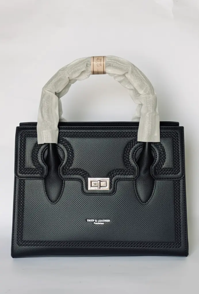 [2] Black Premium Leather Satchel Handbag