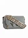 Elegant Grey Sling Bag with Patterned Strap